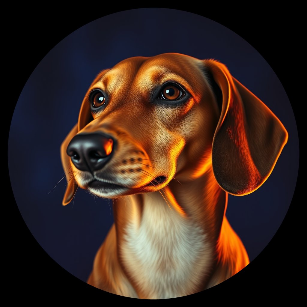Cosmic medallion portrait of cHD9_311_cHD9_311, a Dachshund