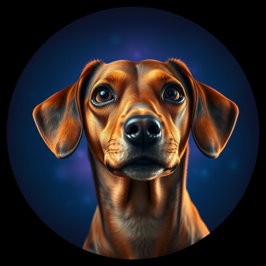 Cosmic medallion portrait of cHD9_312_cHD9_312, a Dachshund
