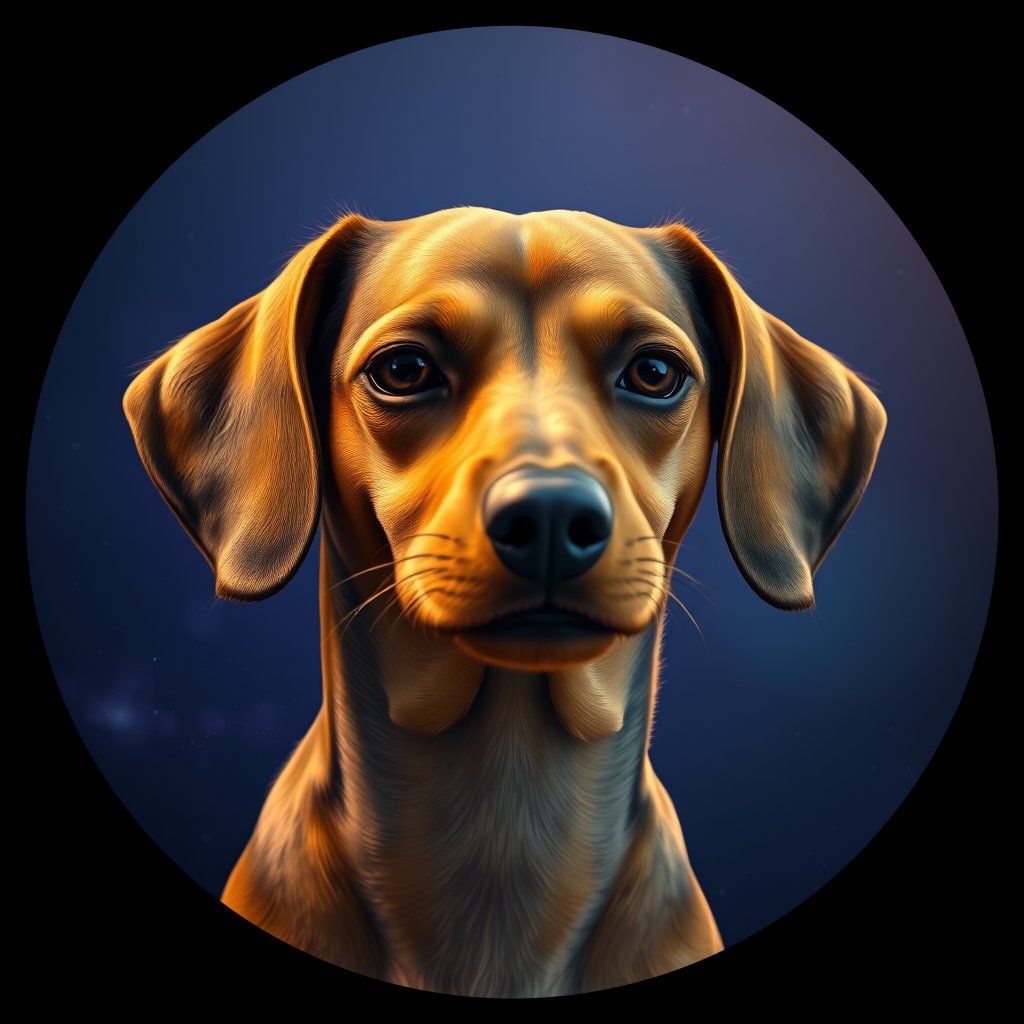 Cosmic medallion portrait of cHD9_314_cHD9_314, a Dachshund