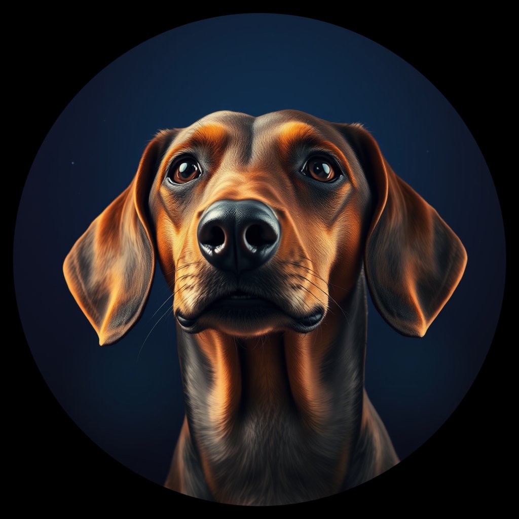 Cosmic medallion portrait of cHD9_316_cHD9_316, a Dachshund