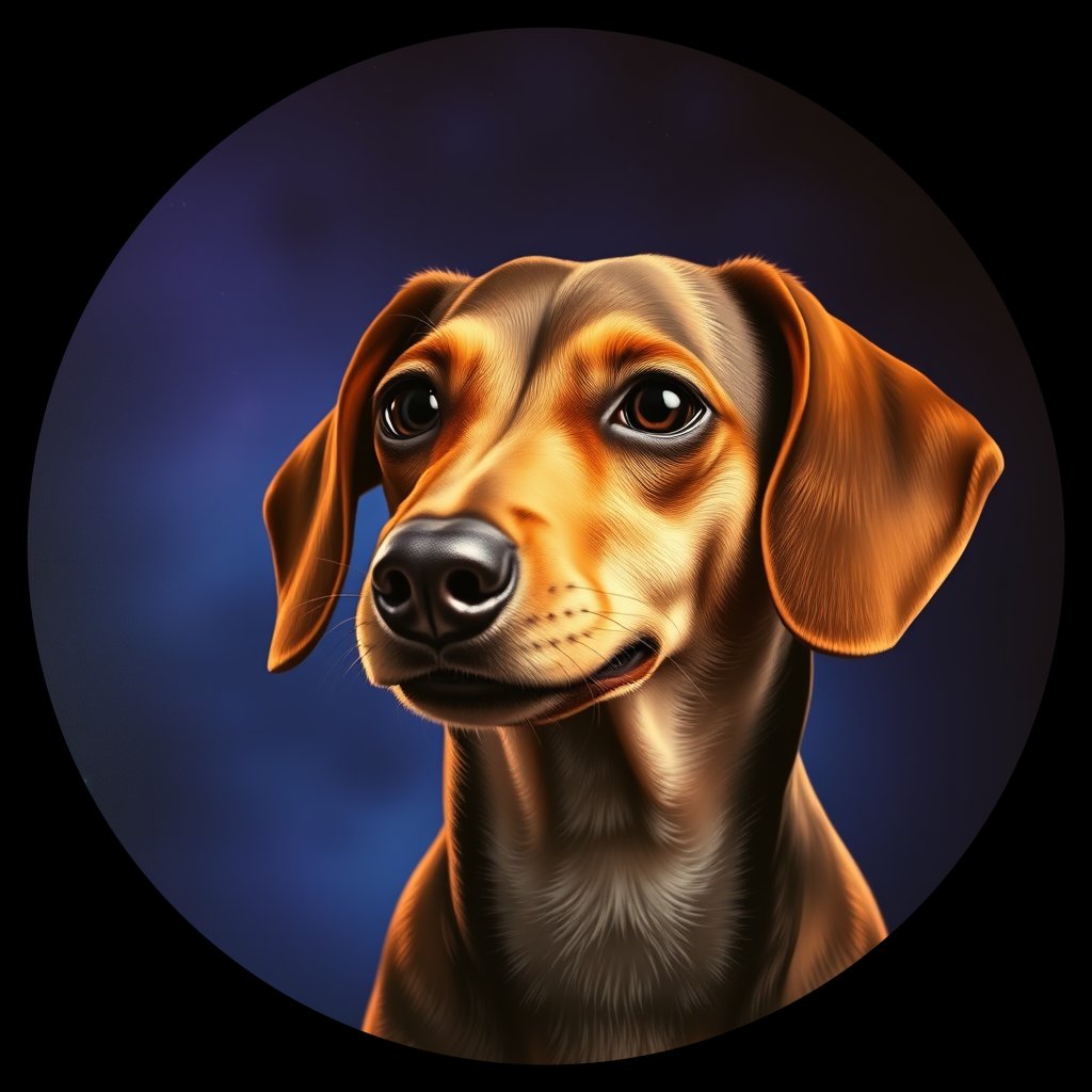 Cosmic medallion portrait of cHD9_318_cHD9_318, a Dachshund