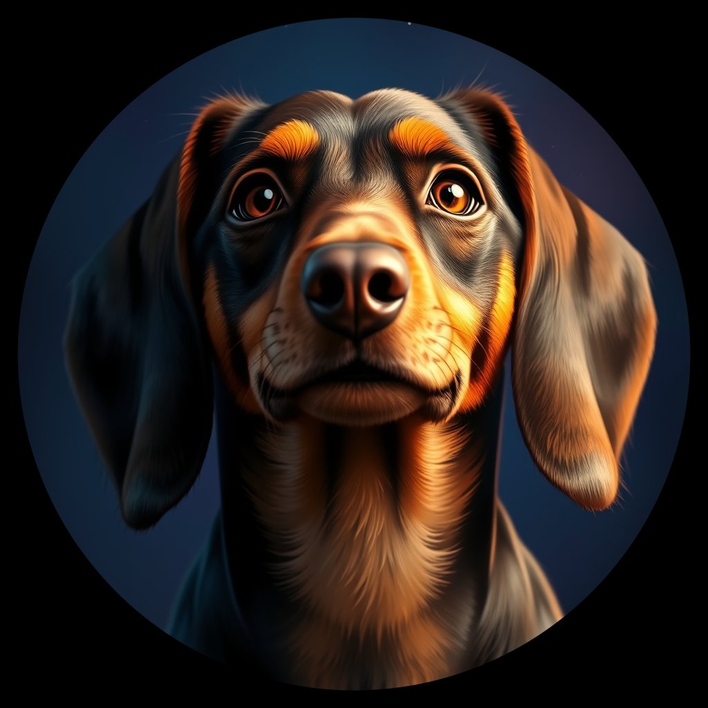Cosmic medallion portrait of cHD9_319_cHD9_319, a Dachshund