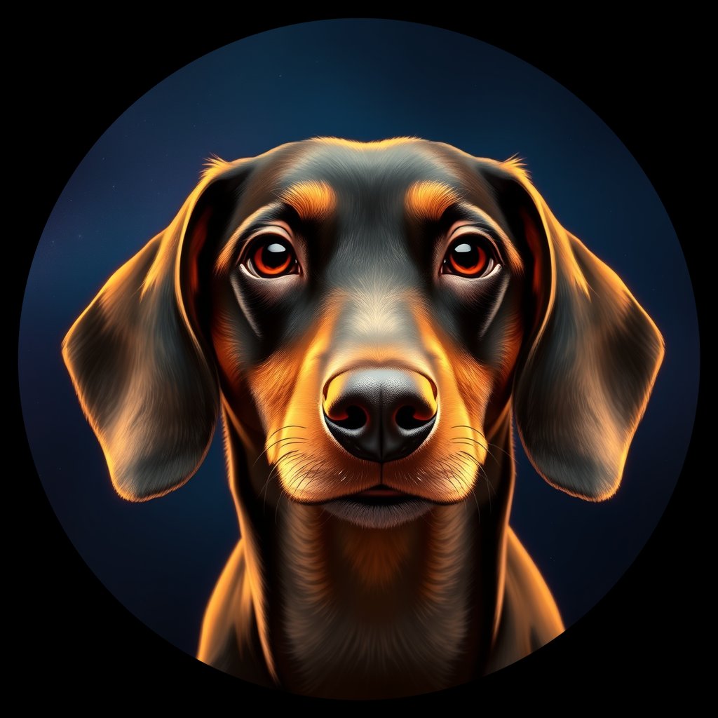 Cosmic medallion portrait of cHD9_322_cHD9_322, a Dachshund