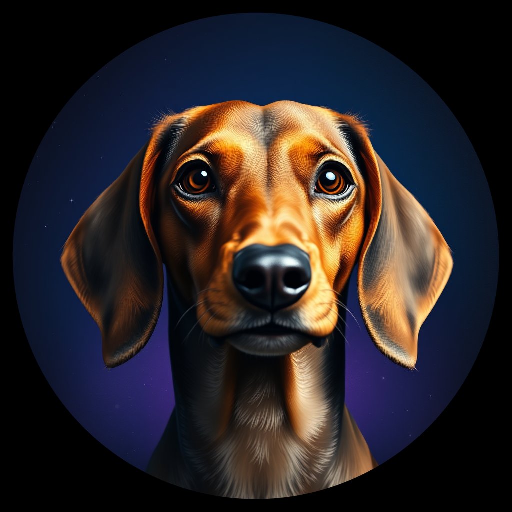 Cosmic medallion portrait of cHD9_323_cHD9_323, a Dachshund