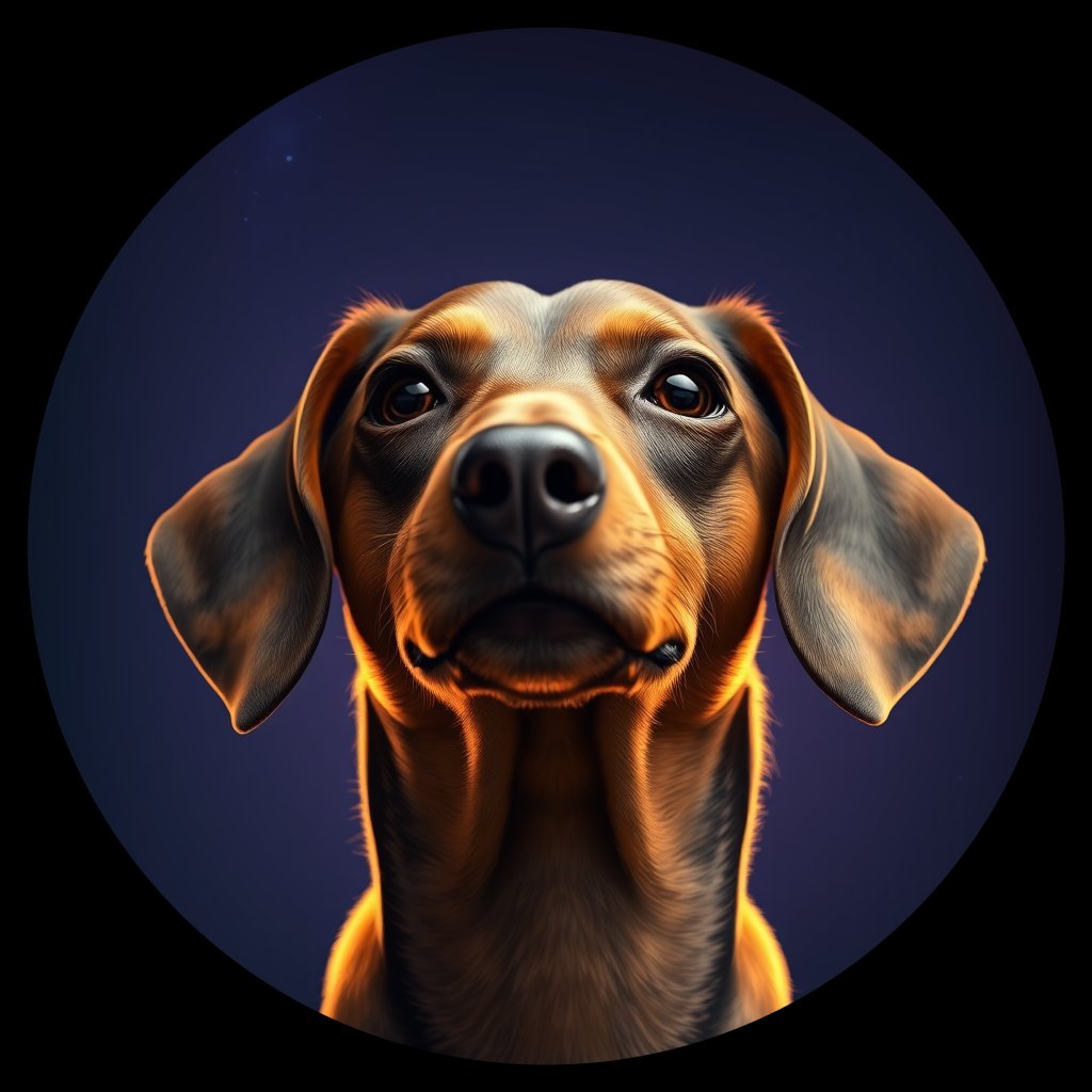 Cosmic medallion portrait of cHD9_325_cHD9_325, a Dachshund