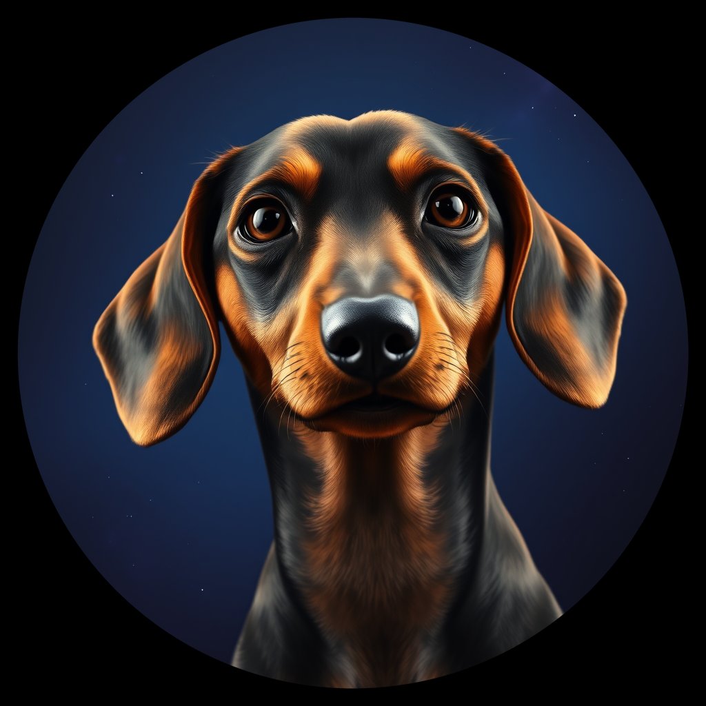 Cosmic medallion portrait of cHD9_327_cHD9_327, a Dachshund