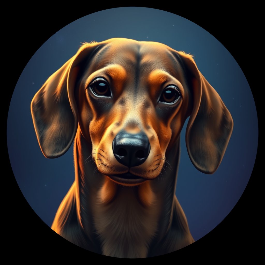 Cosmic medallion portrait of cHD9_328_cHD9_328, a Dachshund