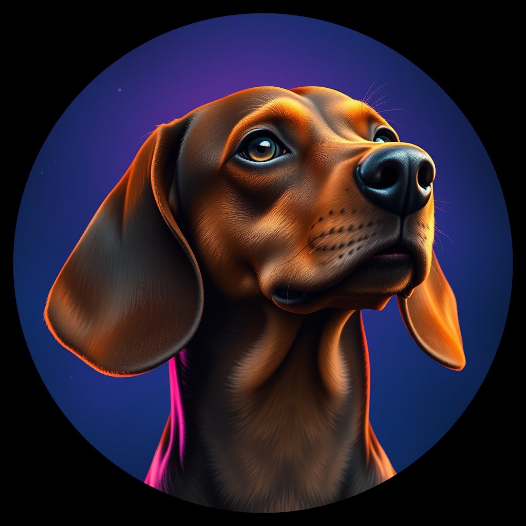 Cosmic medallion portrait of cHD9_329_cHD9_329, a Dachshund