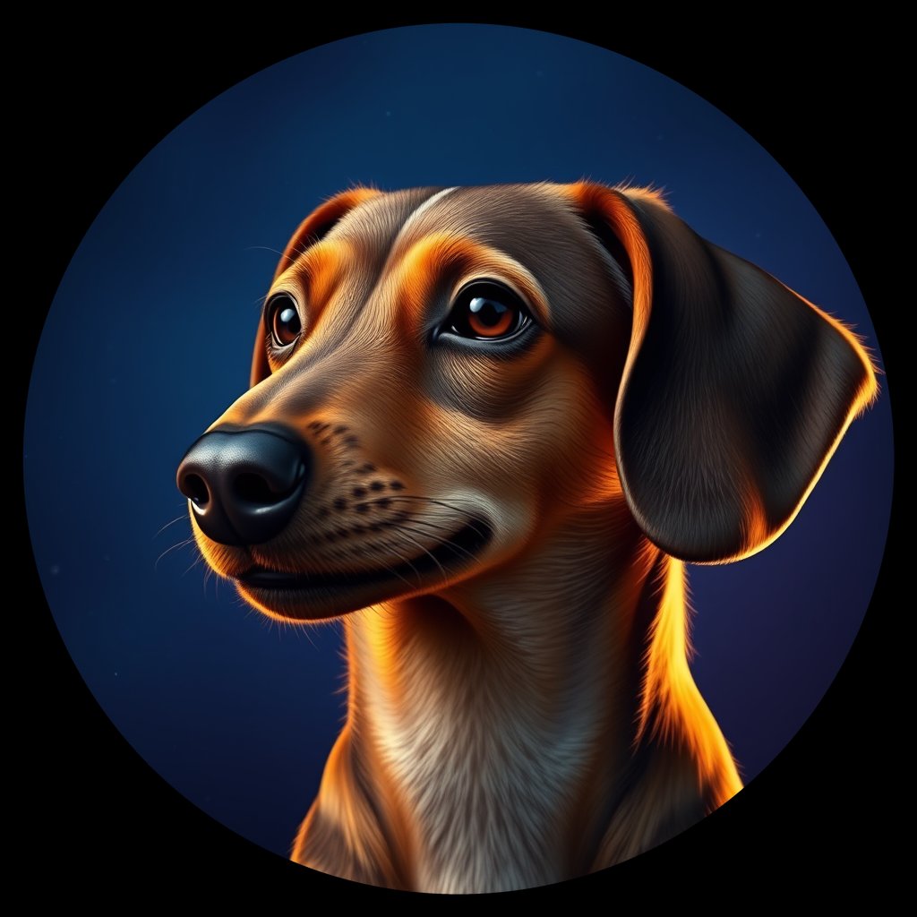 Cosmic medallion portrait of cHD9_330_cHD9_330, a Dachshund