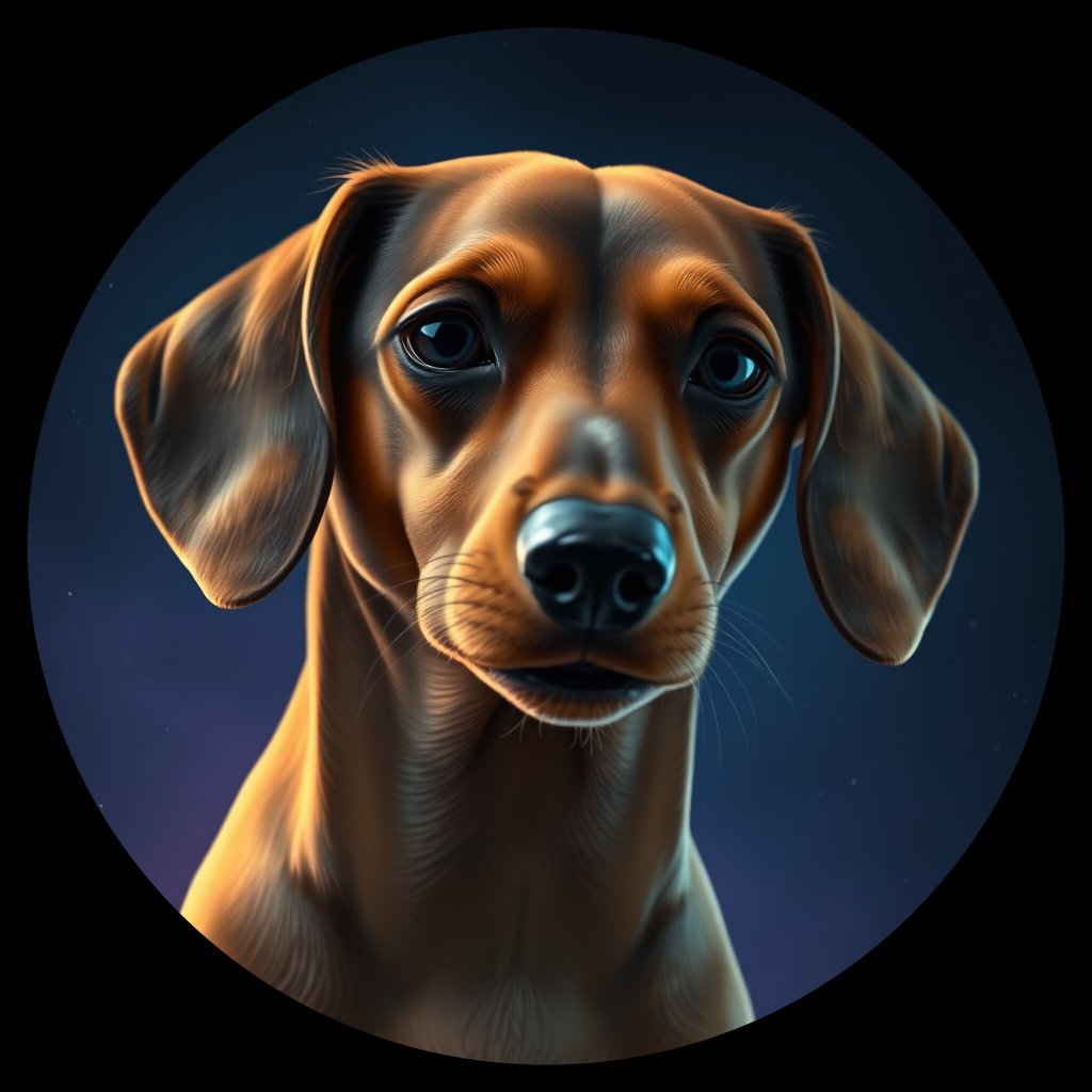 Cosmic medallion portrait of cHD9_331_cHD9_331, a Dachshund
