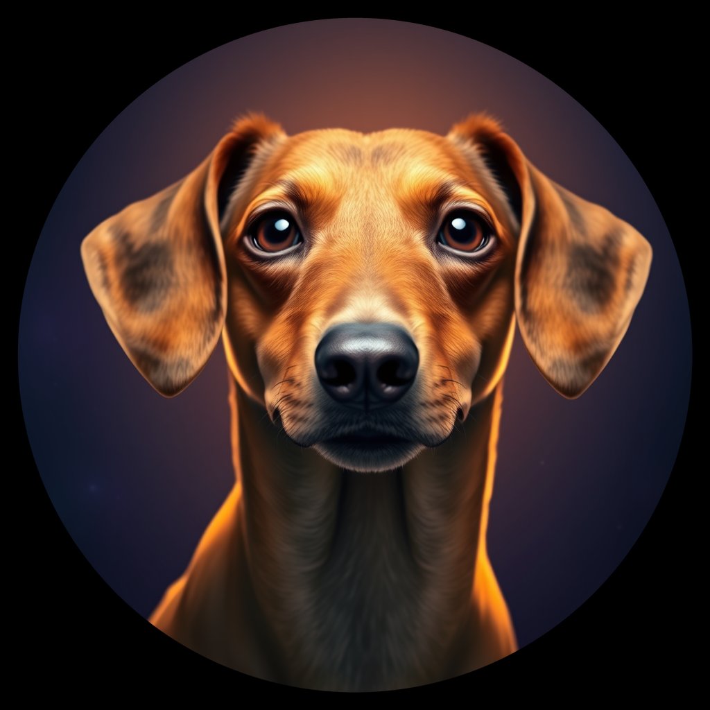 Cosmic medallion portrait of cHD9_332_cHD9_332, a Dachshund