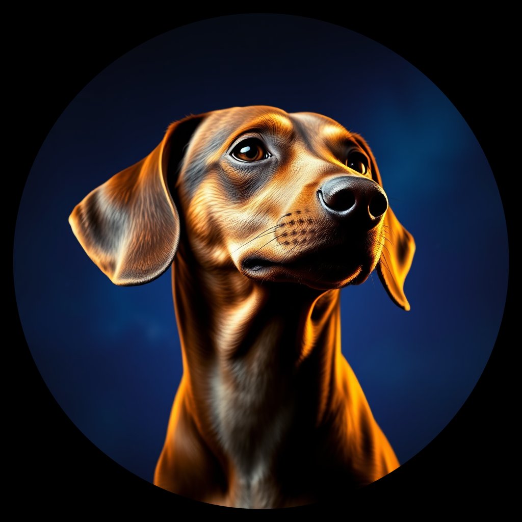 Cosmic medallion portrait of cHD9_334_cHD9_334, a Dachshund
