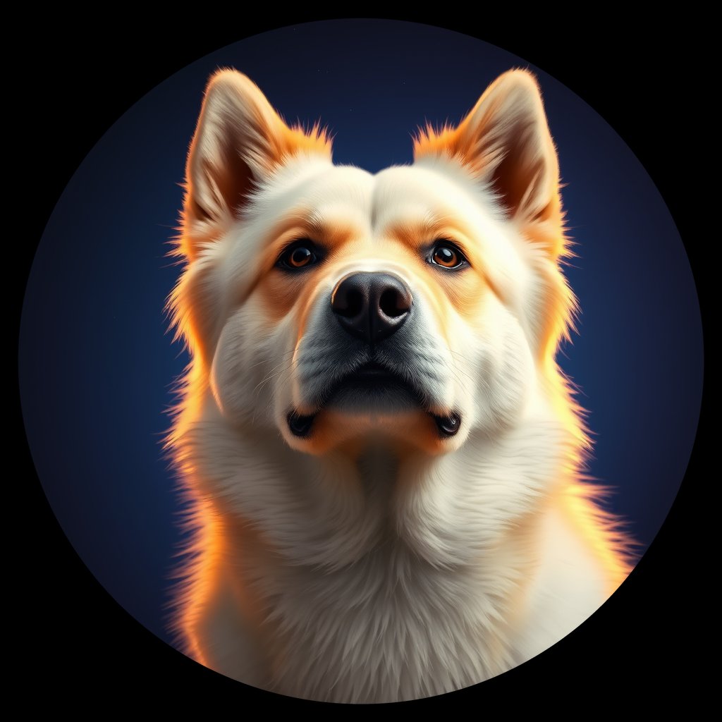 Cosmic medallion portrait of cHD9_336_cHD9_336, a Finnish Lapphund