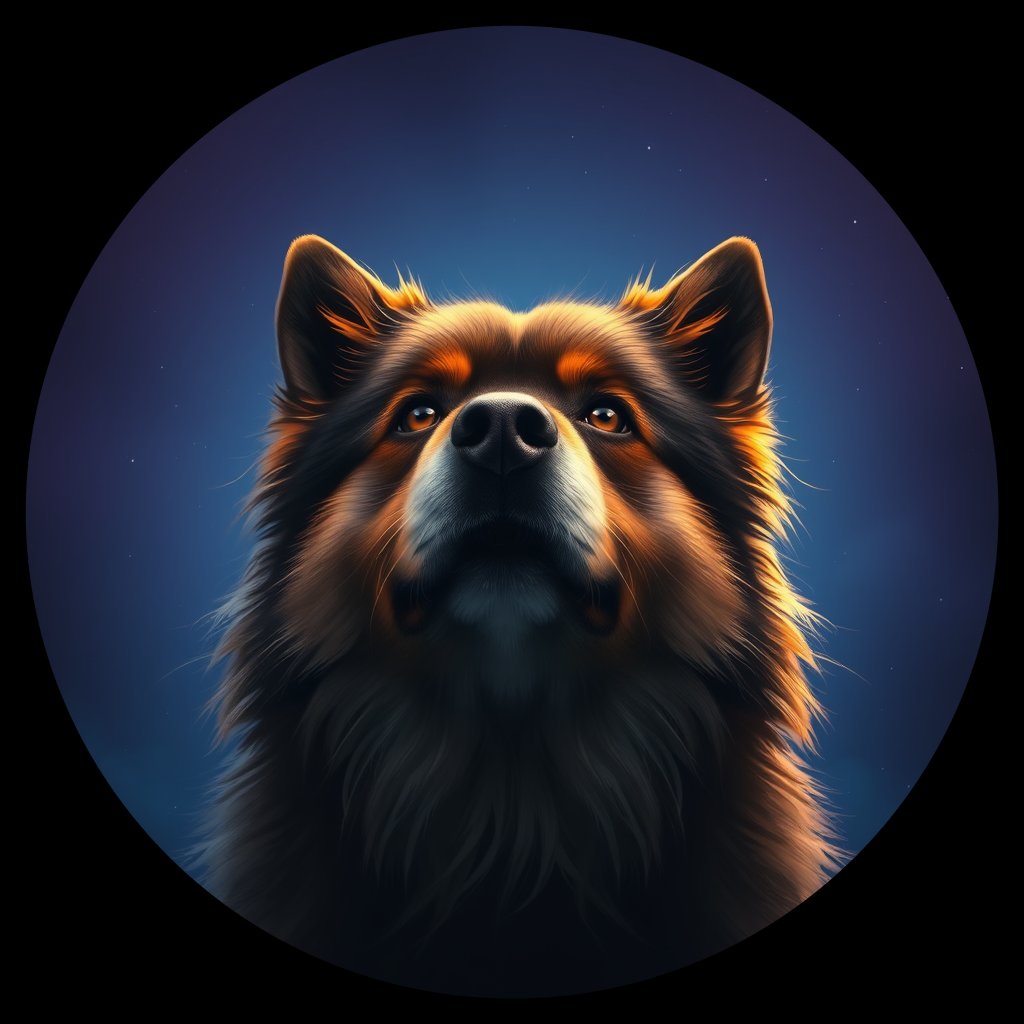 Cosmic medallion portrait of cHD9_337_cHD9_337, a Finnish Lapphund