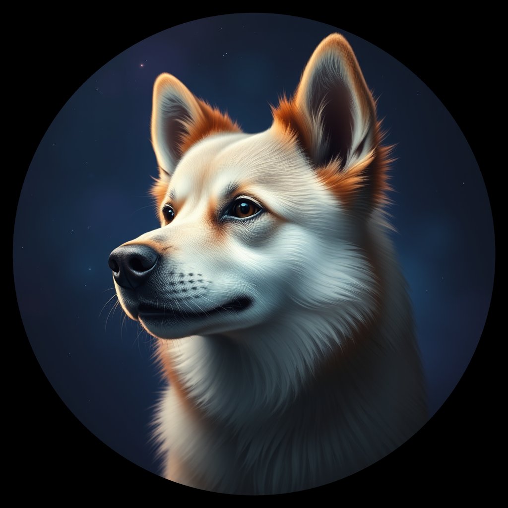 Cosmic medallion portrait of cHD9_339_cHD9_339, a Finnish Lapphund