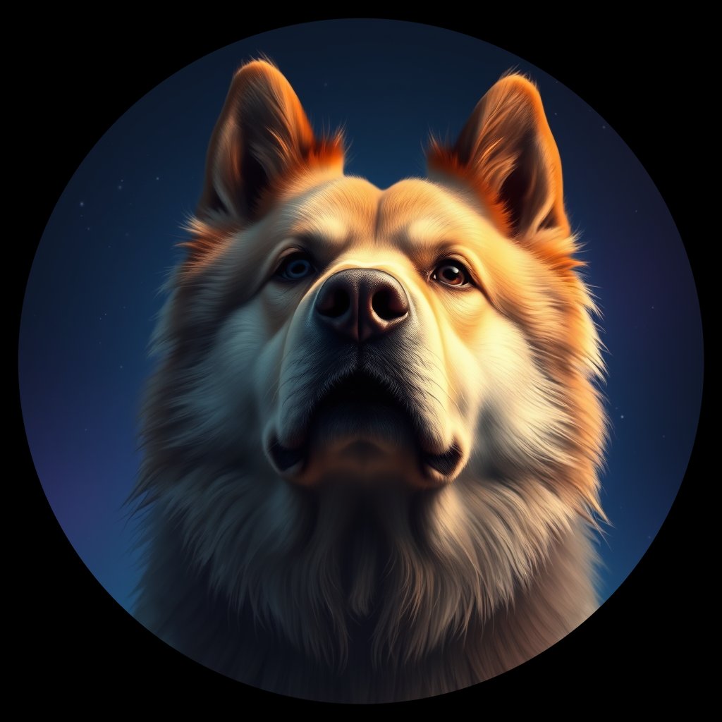 Cosmic medallion portrait of cHD9_346_cHD9_346, a Finnish Lapphund