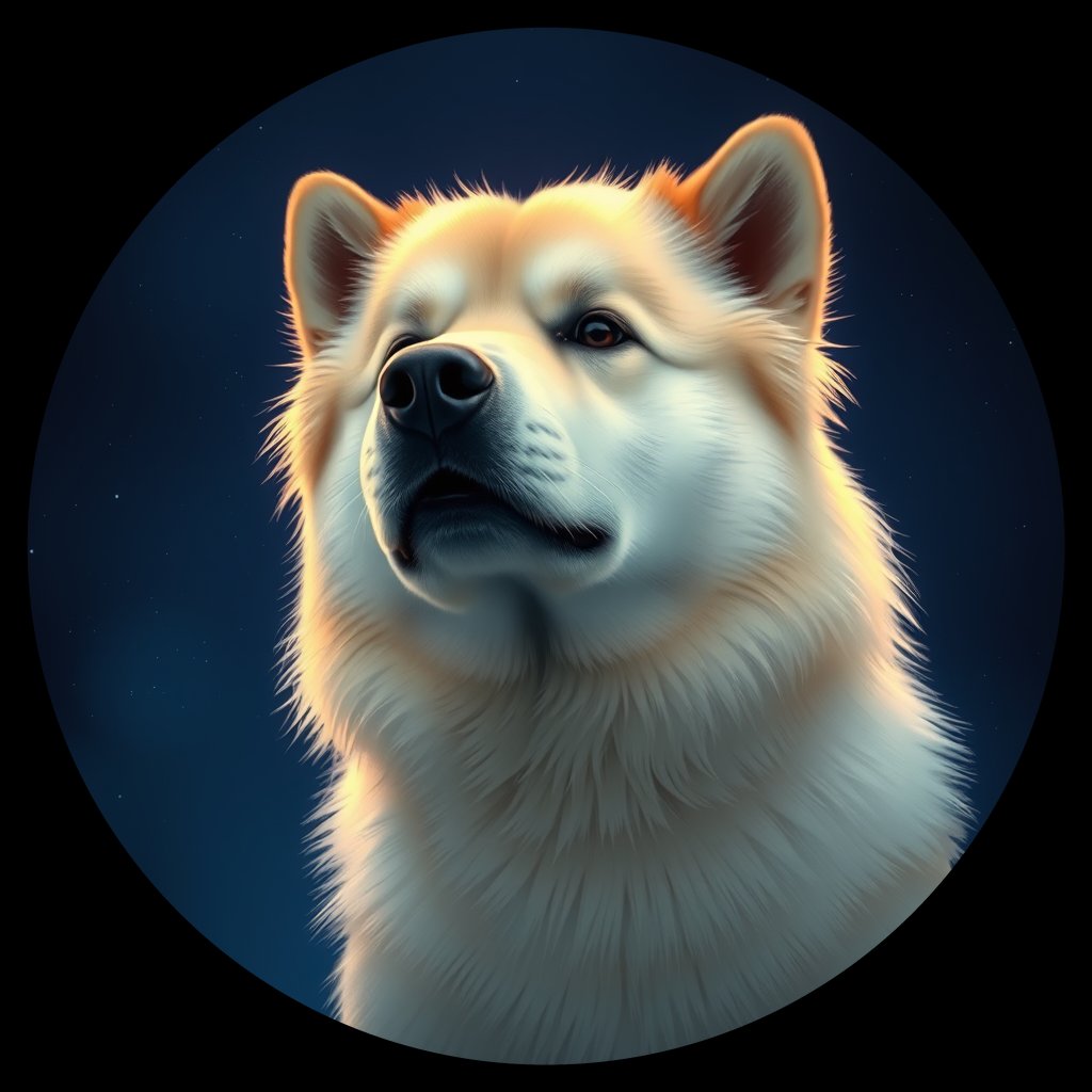 Cosmic medallion portrait of cHD9_352_cHD9_352, a Finnish Lapphund