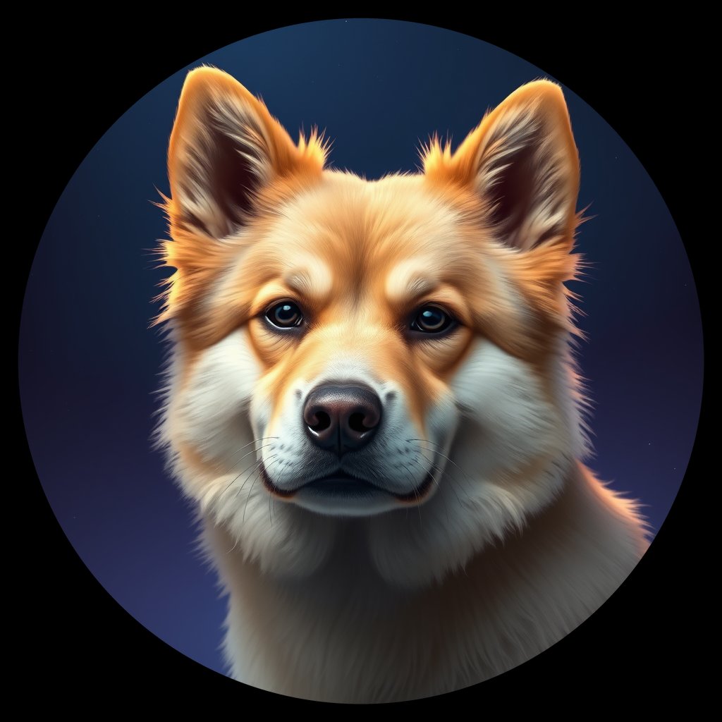 Cosmic medallion portrait of cHD9_357_cHD9_357, a Finnish Lapphund