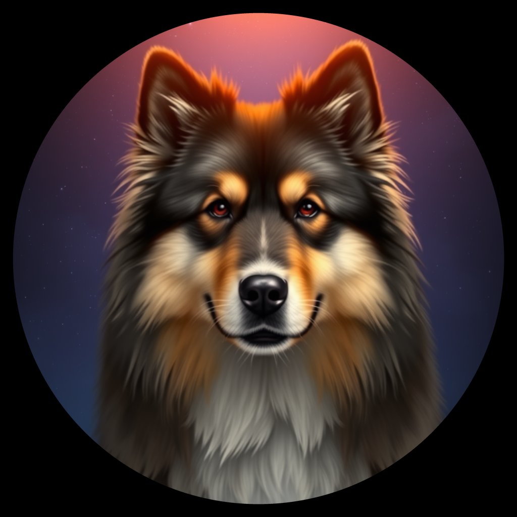 Cosmic medallion portrait of cHD9_361_cHD9_361, a Finnish Lapphund