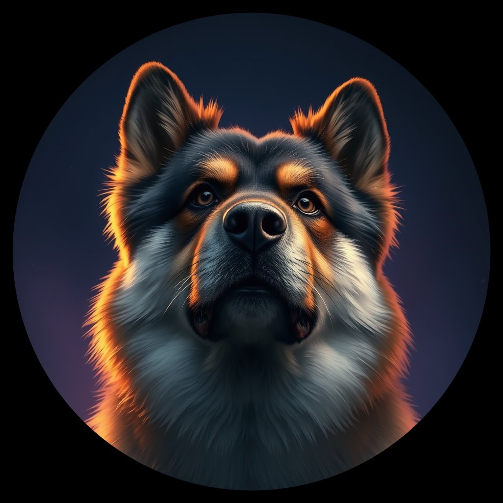 Cosmic medallion portrait of cHD9_362_cHD9_362, a Finnish Lapphund