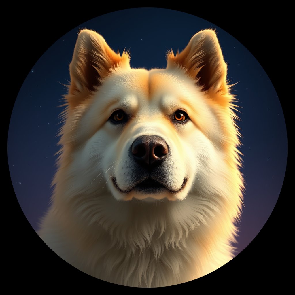 Cosmic medallion portrait of cHD9_363_cHD9_363, a Finnish Lapphund