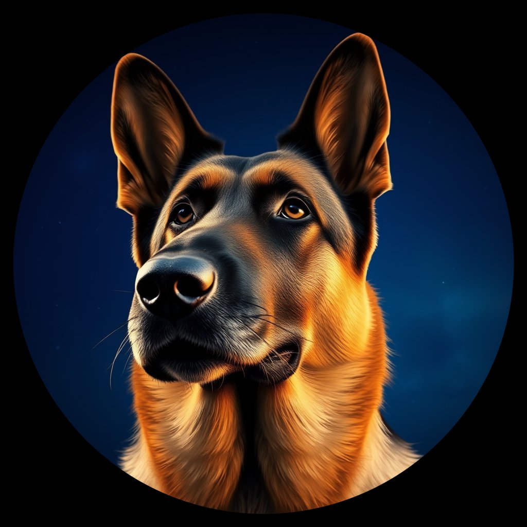 Cosmic medallion portrait of cHD9_383_cHD9_383, a German Shepherd