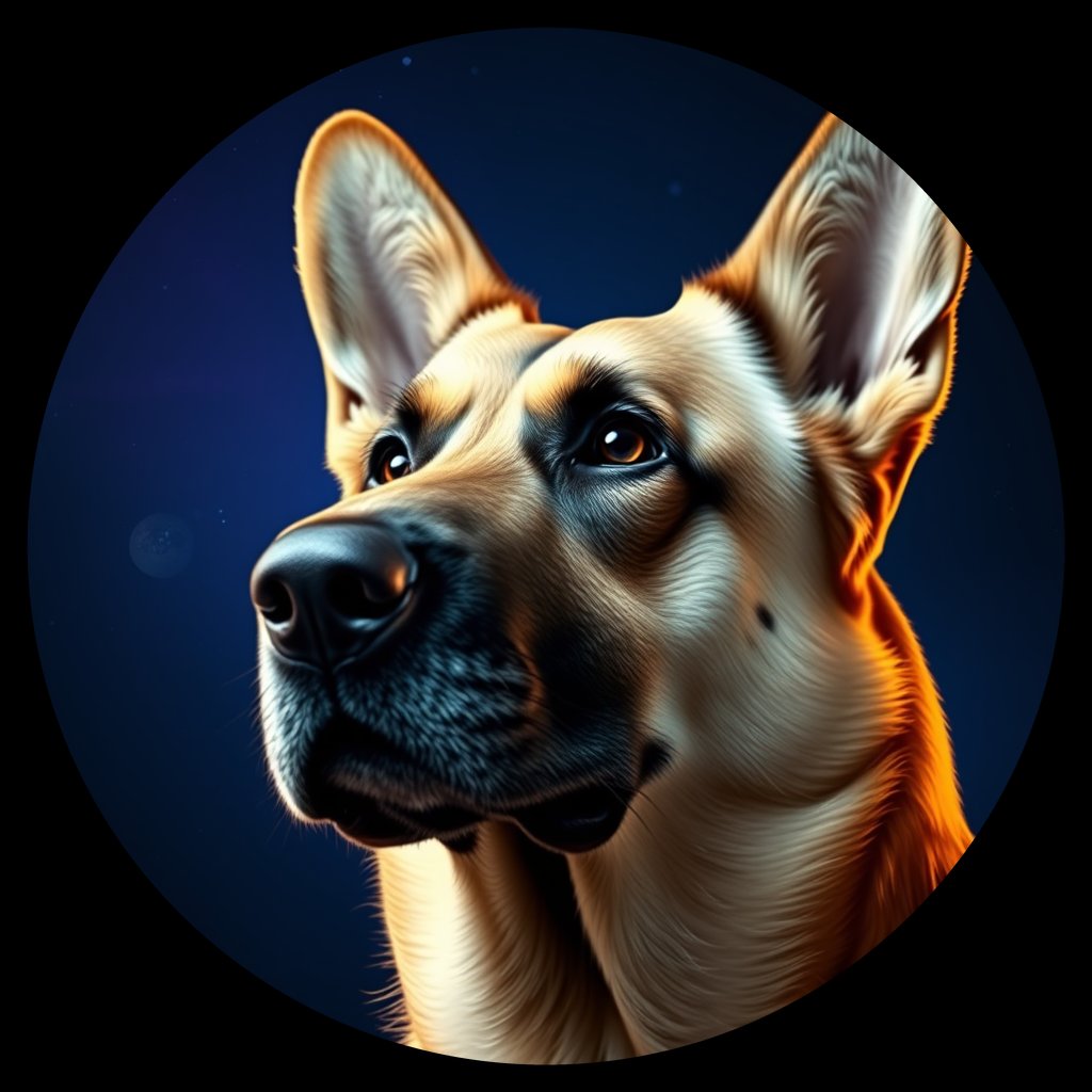 Cosmic medallion portrait of cHD9_384_cHD9_384, a German Shepherd