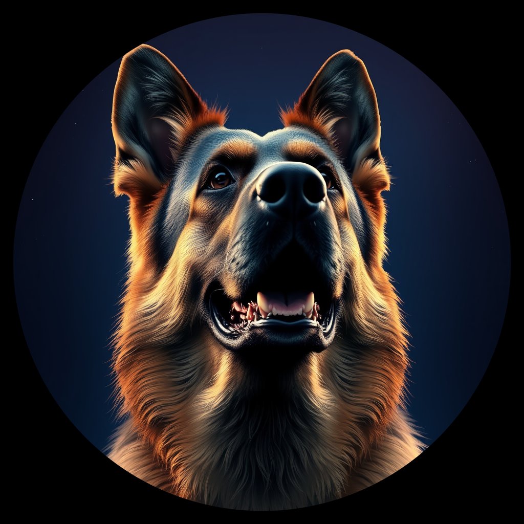 Cosmic medallion portrait of cHD9_385_cHD9_385, a German Shepherd