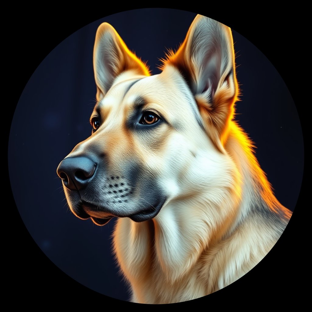 Cosmic medallion portrait of cHD9_386_cHD9_386, a German Shepherd