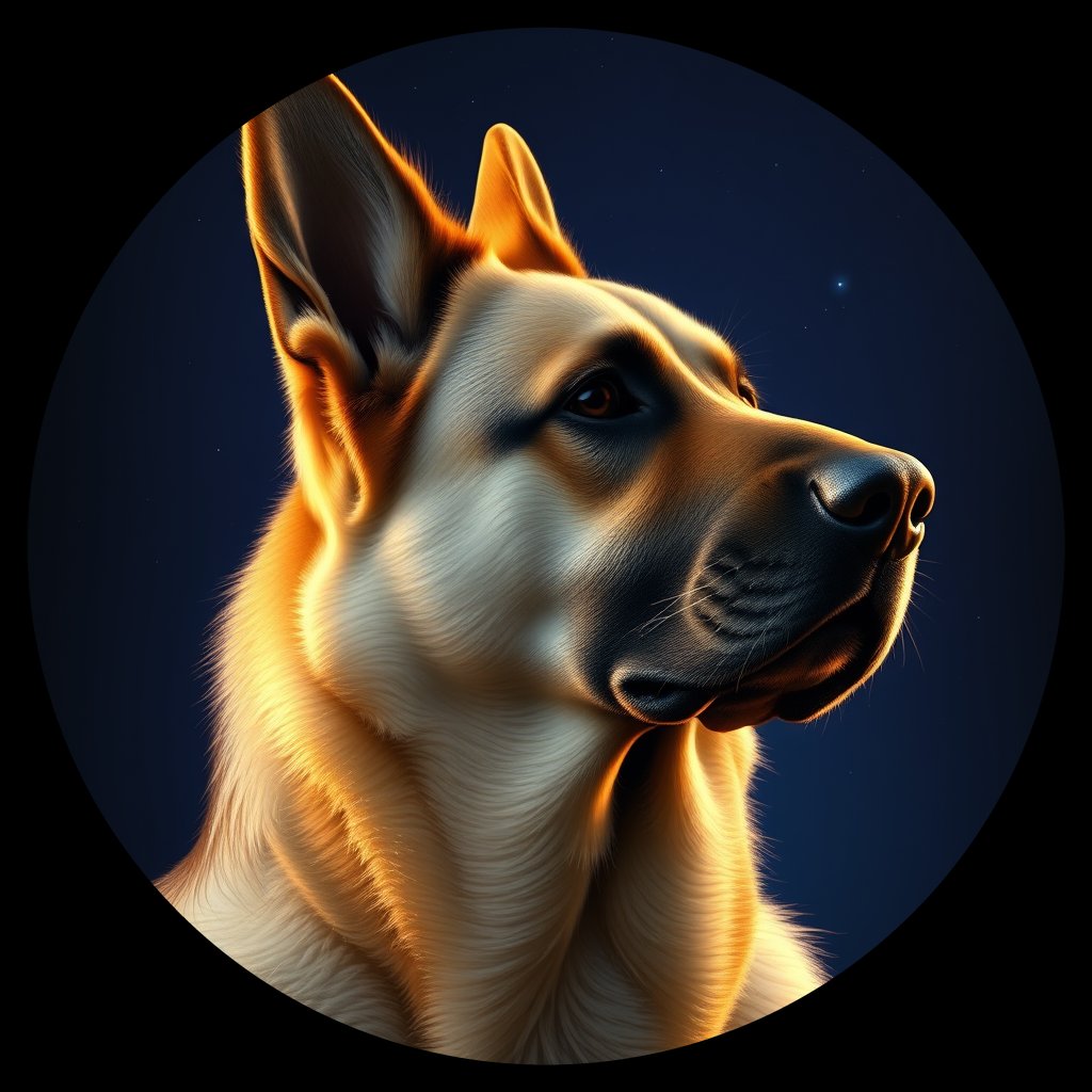 Cosmic medallion portrait of cHD9_387_cHD9_387, a German Shepherd