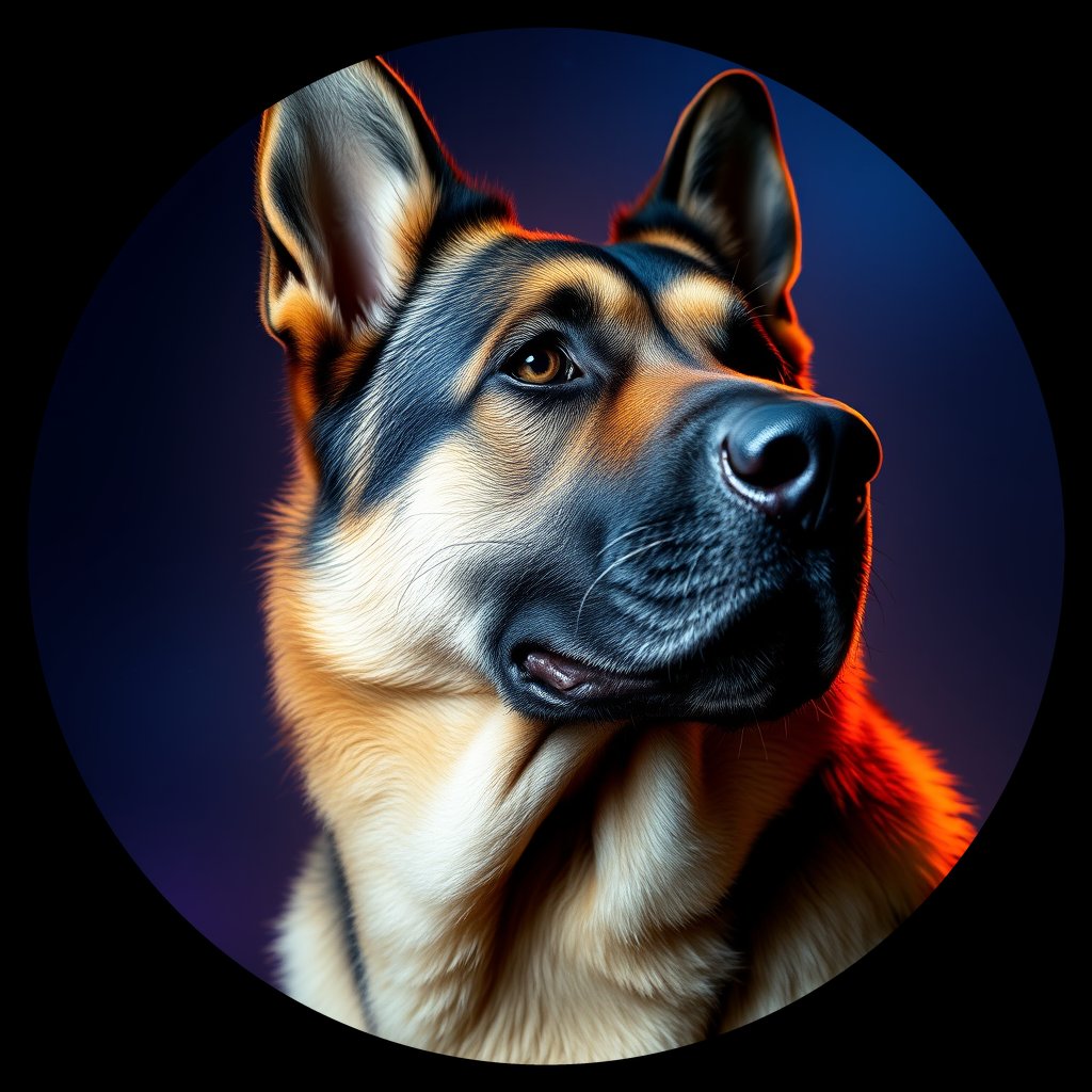 Cosmic medallion portrait of cHD9_390_cHD9_390, a German Shepherd