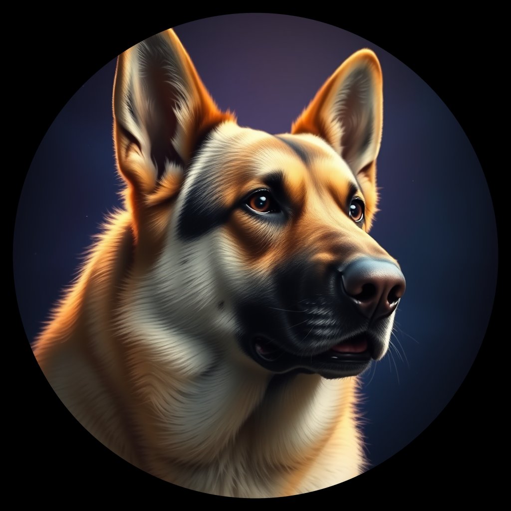 Cosmic medallion portrait of cHD9_391_cHD9_391, a German Shepherd