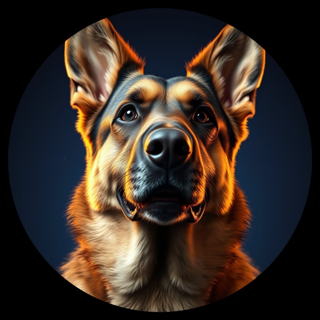Cosmic medallion portrait of cHD9_392_cHD9_392, a German Shepherd