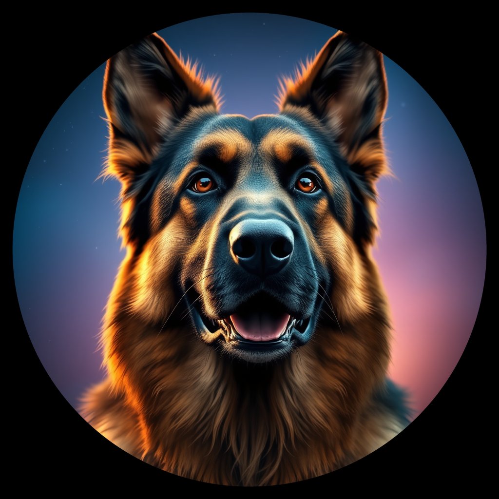 Cosmic medallion portrait of cHD9_393_cHD9_393, a German Shepherd