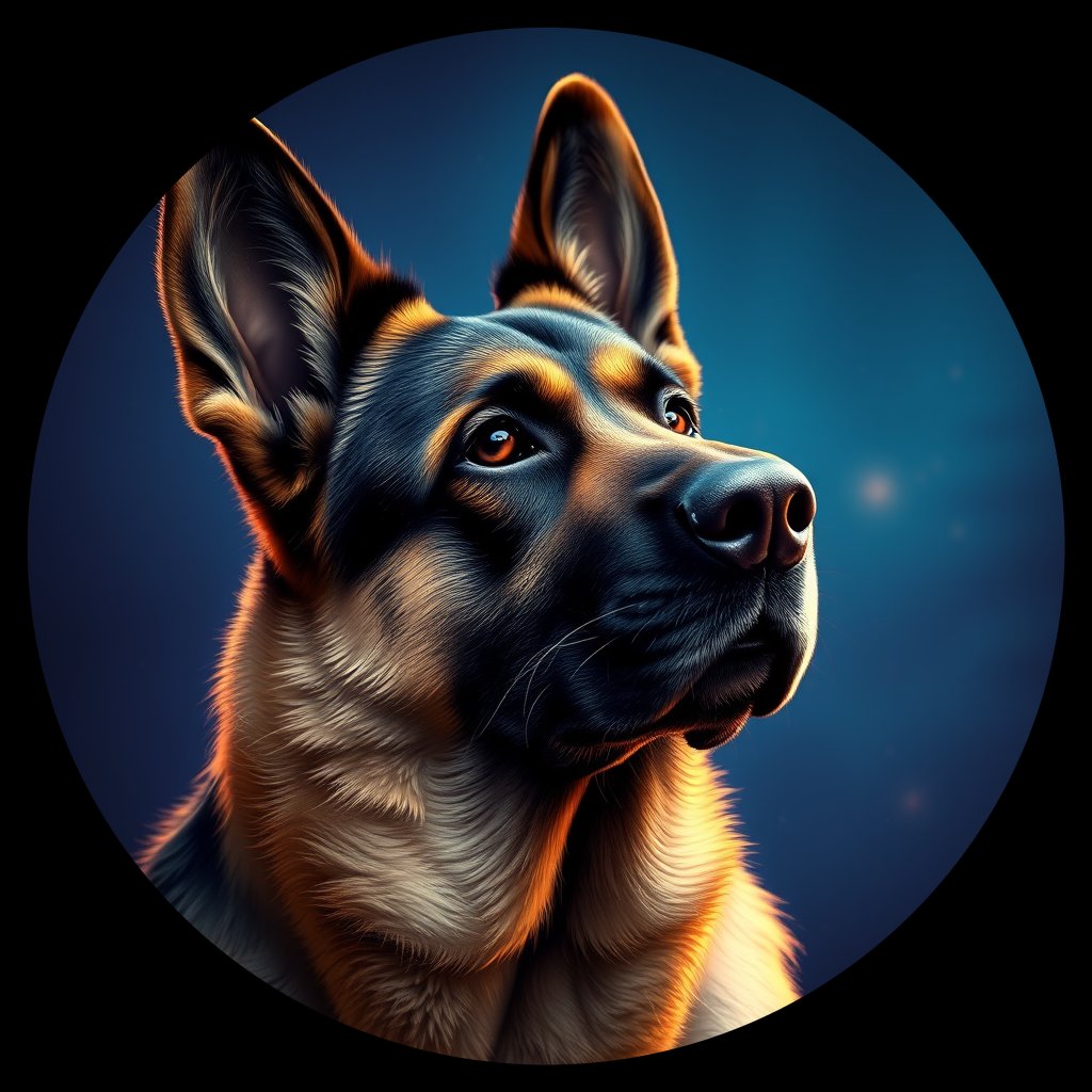 Cosmic medallion portrait of cHD9_394_cHD9_394, a German Shepherd
