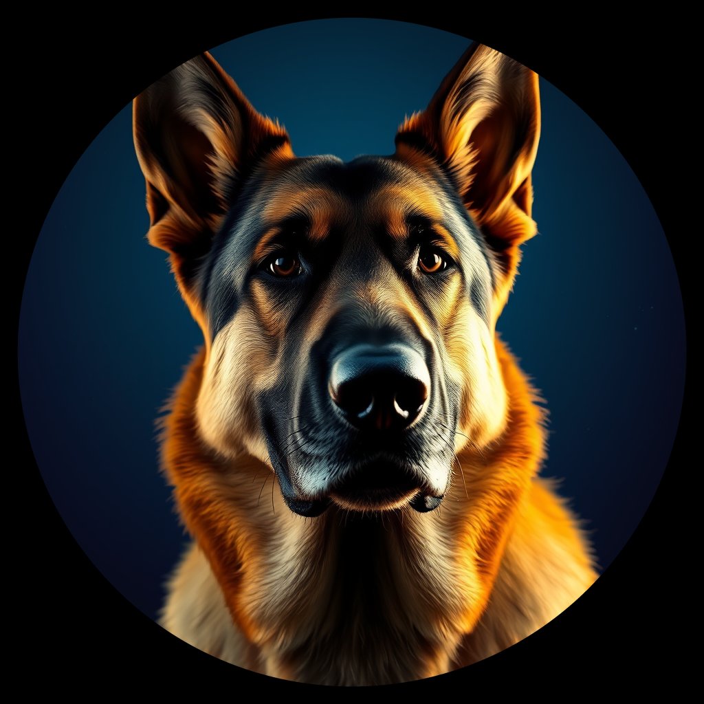 Cosmic medallion portrait of cHD9_395_cHD9_395, a German Shepherd