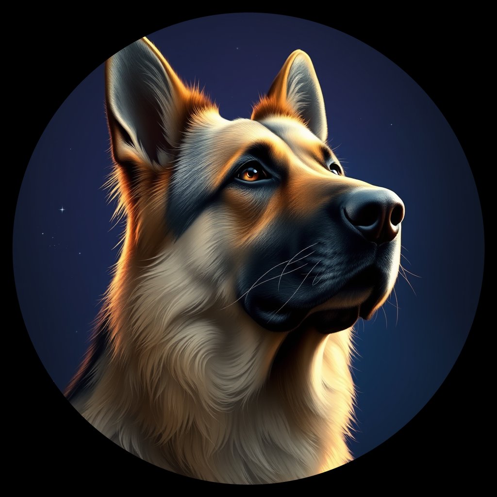 Cosmic medallion portrait of cHD9_396_cHD9_396, a German Shepherd