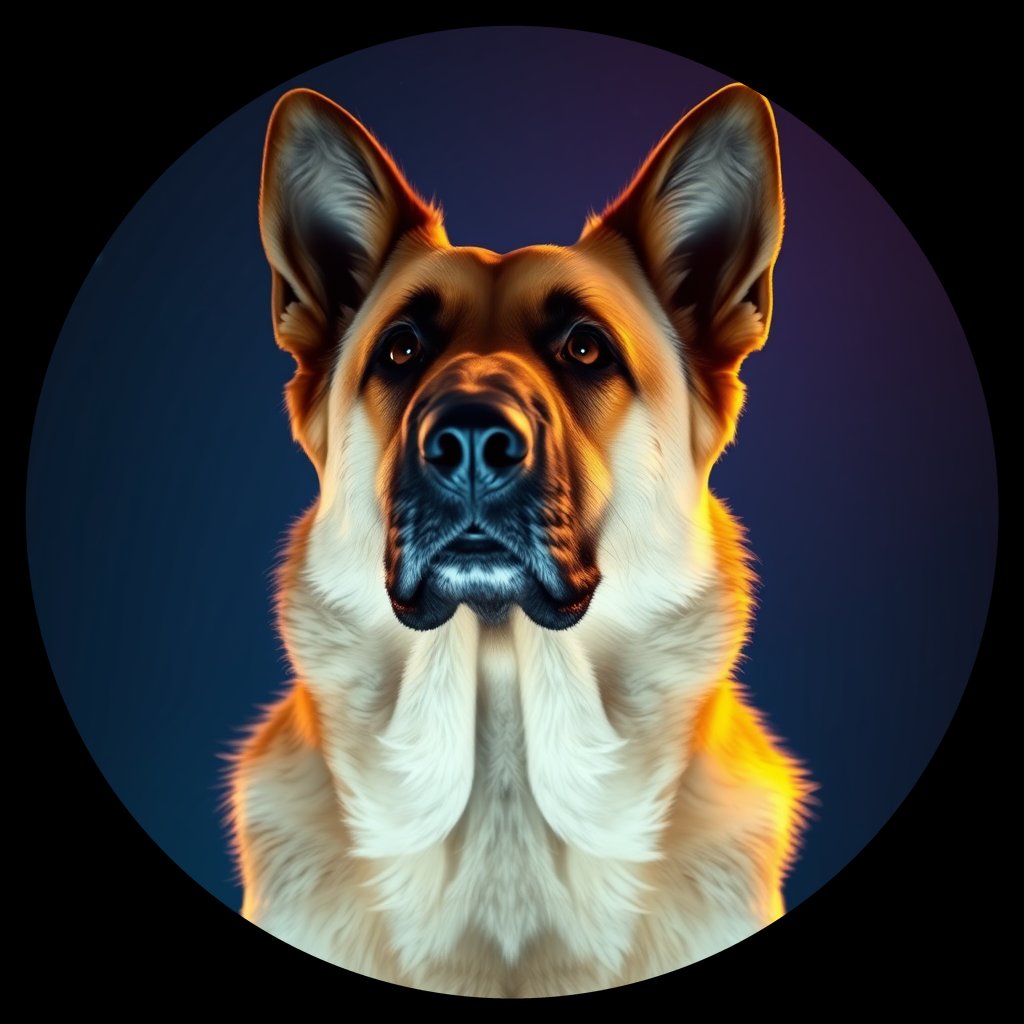 Cosmic medallion portrait of cHD9_397_cHD9_397, a German Shepherd