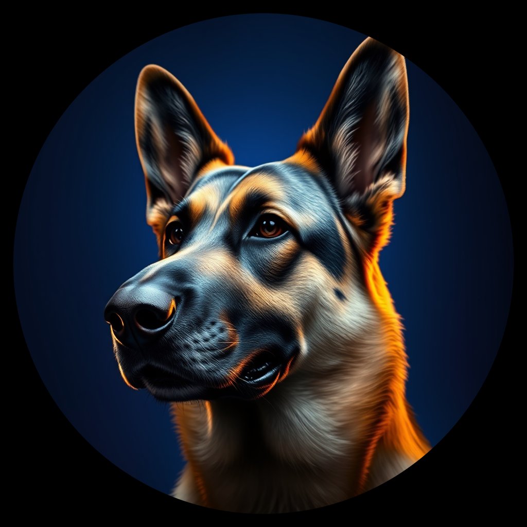 Cosmic medallion portrait of cHD9_399_cHD9_399, a German Shepherd