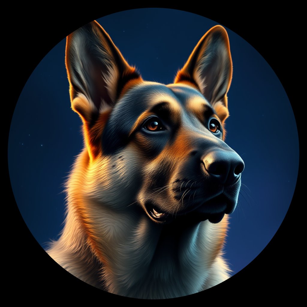 Cosmic medallion portrait of cHD9_400_cHD9_400, a German Shepherd