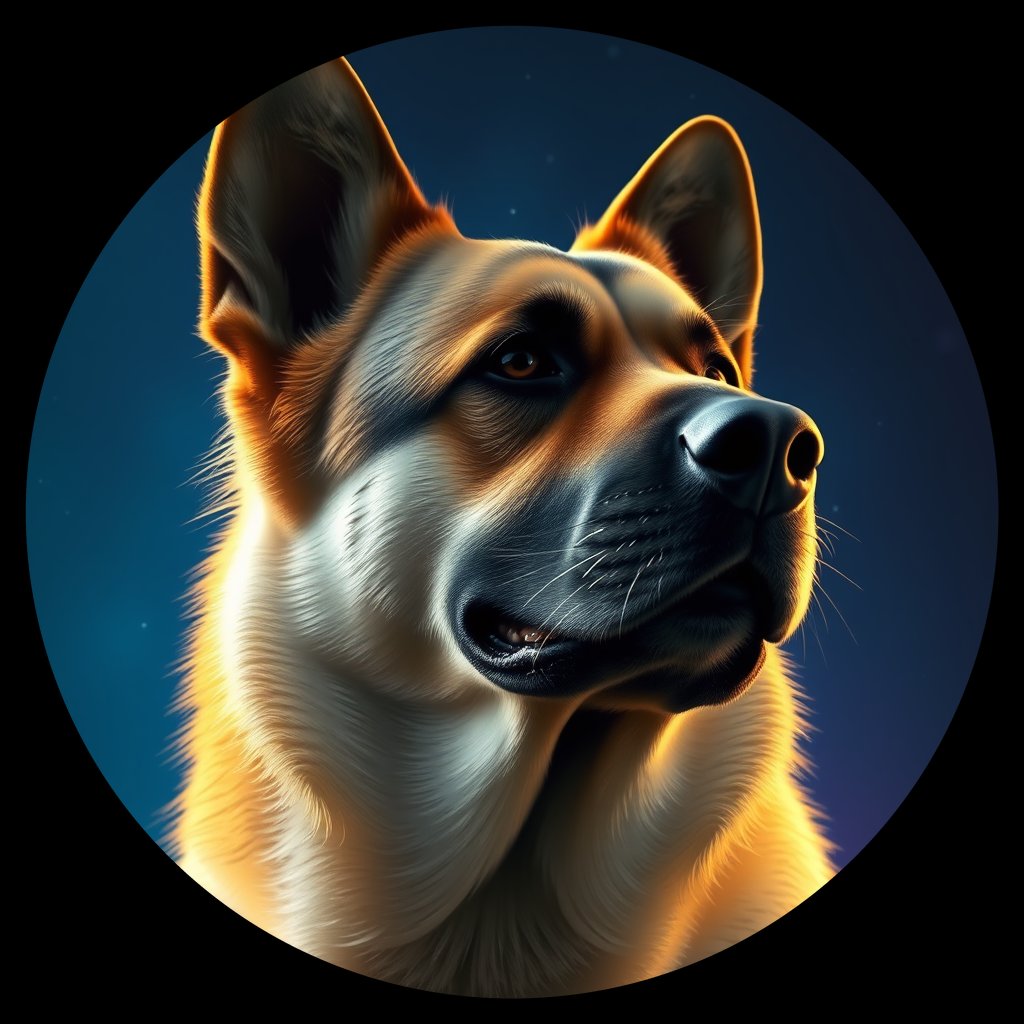 Cosmic medallion portrait of cHD9_401_cHD9_401, a German Shepherd