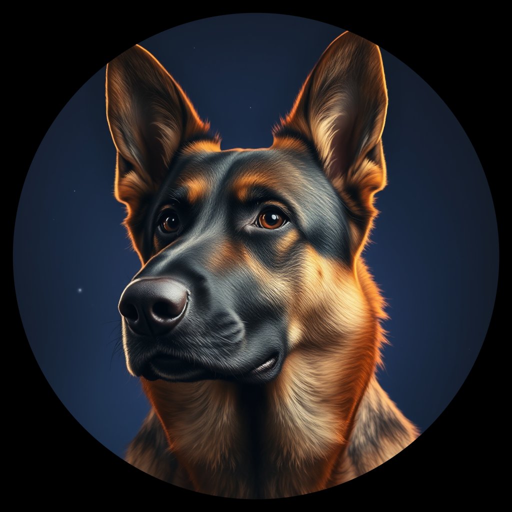 Cosmic medallion portrait of cHD9_403_cHD9_403, a German Shepherd