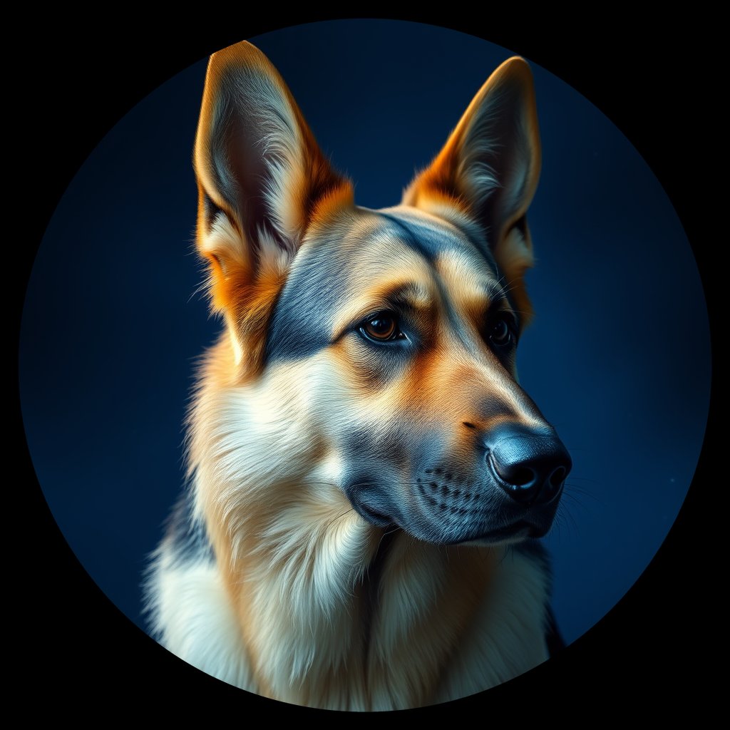 Cosmic medallion portrait of cHD9_404_cHD9_404, a German Shepherd