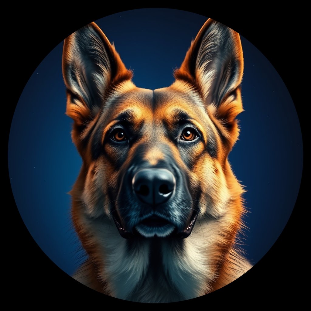 Cosmic medallion portrait of cHD9_405_cHD9_405, a German Shepherd