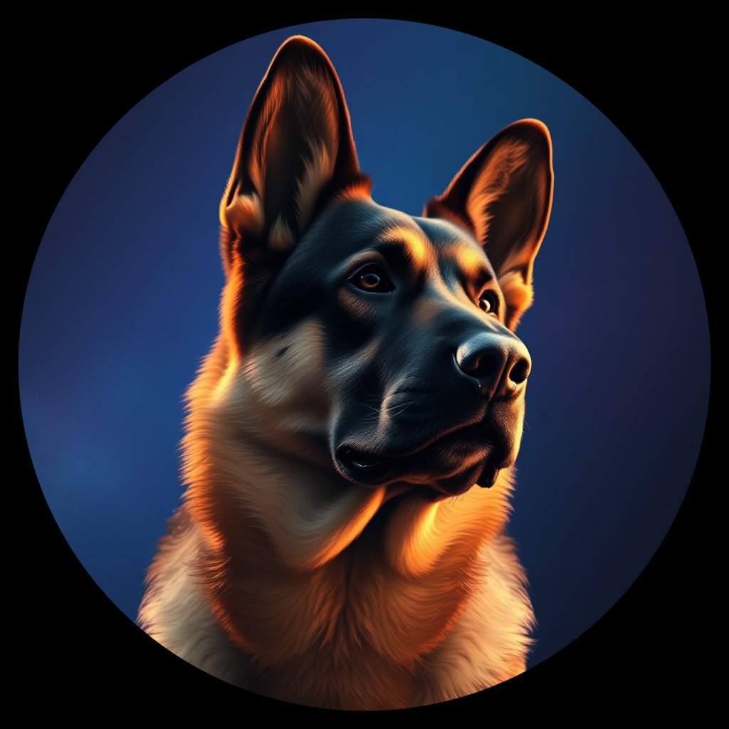Cosmic medallion portrait of cHD9_406_cHD9_406, a German Shepherd