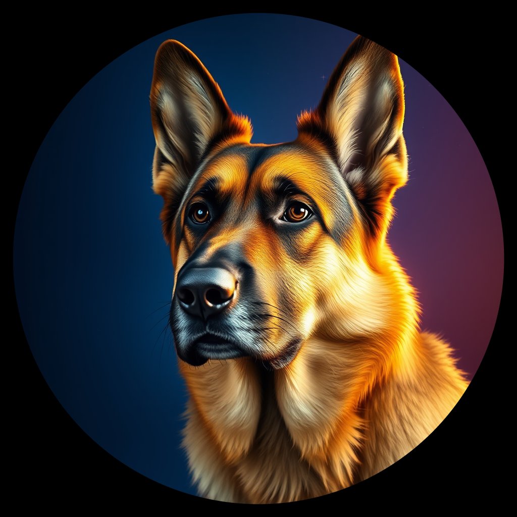 Cosmic medallion portrait of cHD9_407_cHD9_407, a German Shepherd