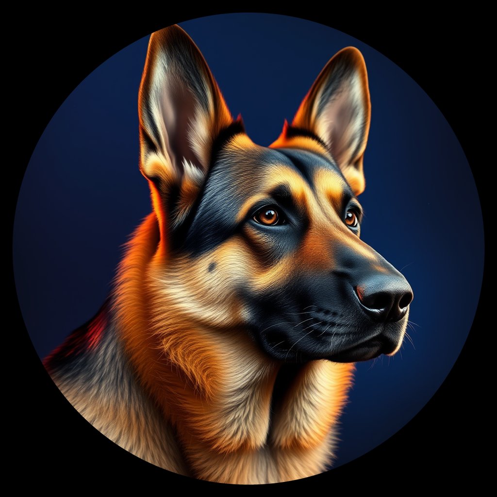 Cosmic medallion portrait of cHD9_408_cHD9_408, a German Shepherd