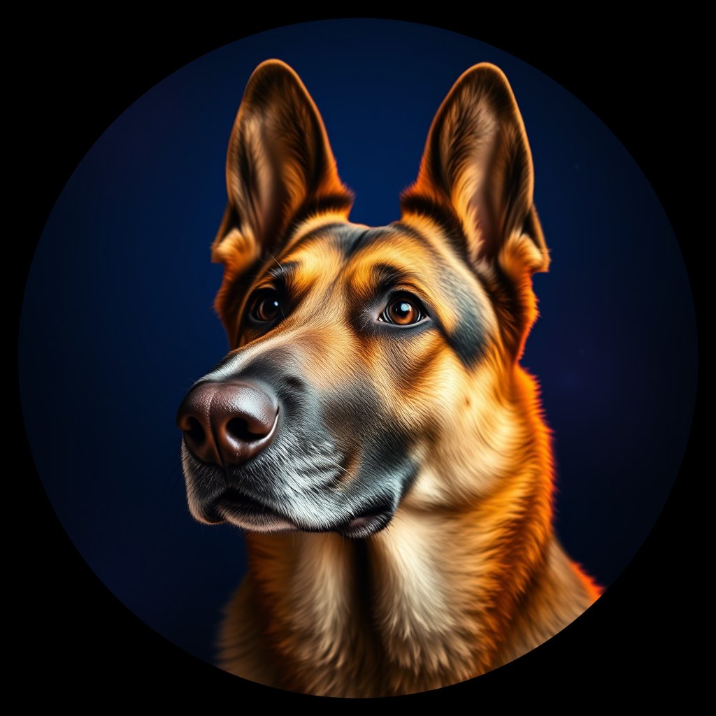 Cosmic medallion portrait of cHD9_410_cHD9_410, a German Shepherd