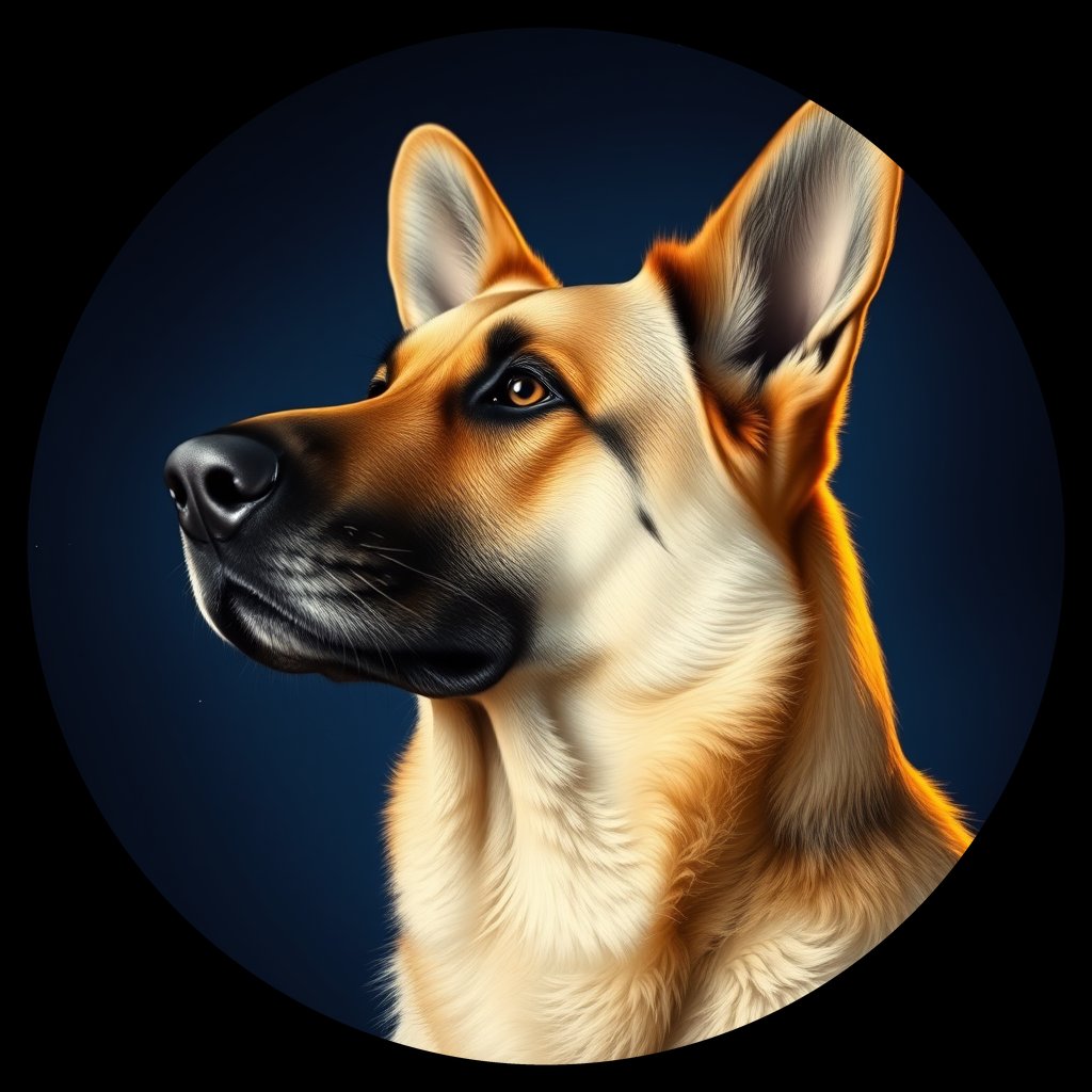 Cosmic medallion portrait of cHD9_411_cHD9_411, a German Shepherd