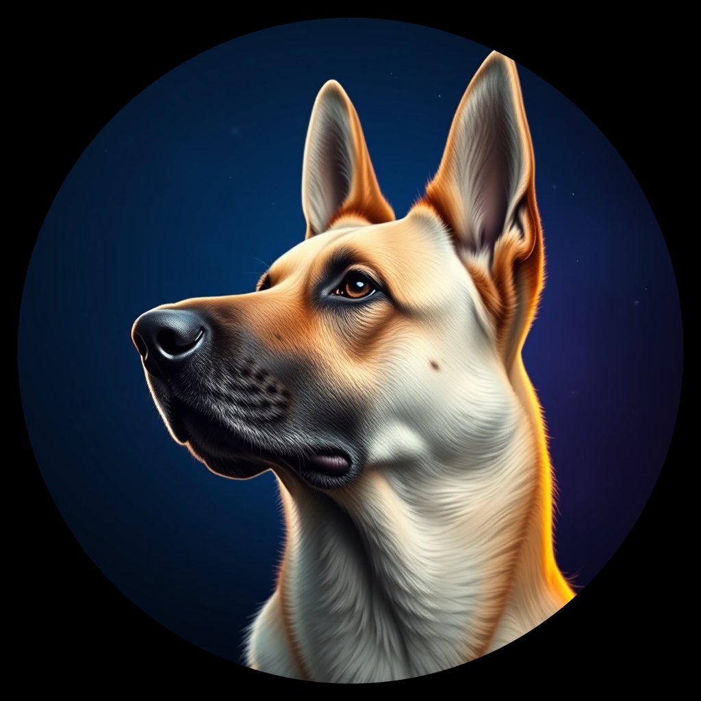 Cosmic medallion portrait of cHD9_413_cHD9_413, a German Shepherd